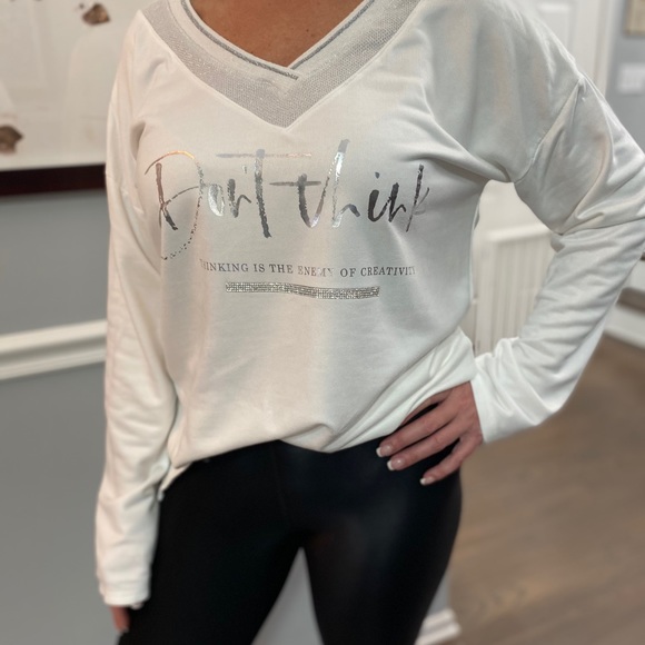 🤍WHITE SUEDE LIGHTWEIGHT “DON’T THINK...” - Picture 5 of 5